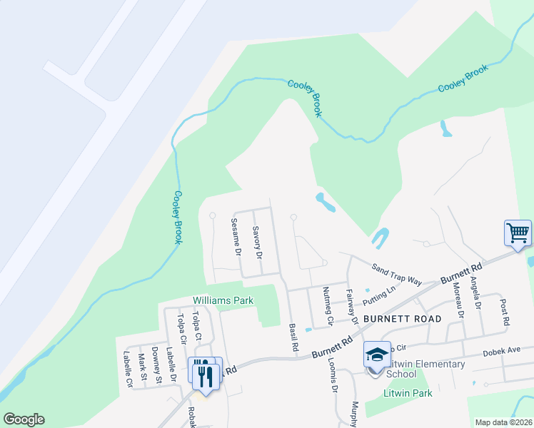 map of restaurants, bars, coffee shops, grocery stores, and more near 25 Savory Drive in Chicopee