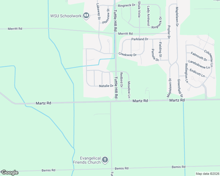map of restaurants, bars, coffee shops, grocery stores, and more near 7369 Meridian Drive in Ypsilanti