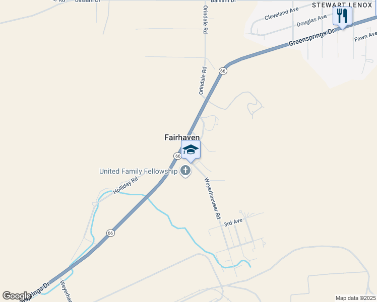 map of restaurants, bars, coffee shops, grocery stores, and more near 5396 Highway 66 in Klamath Falls