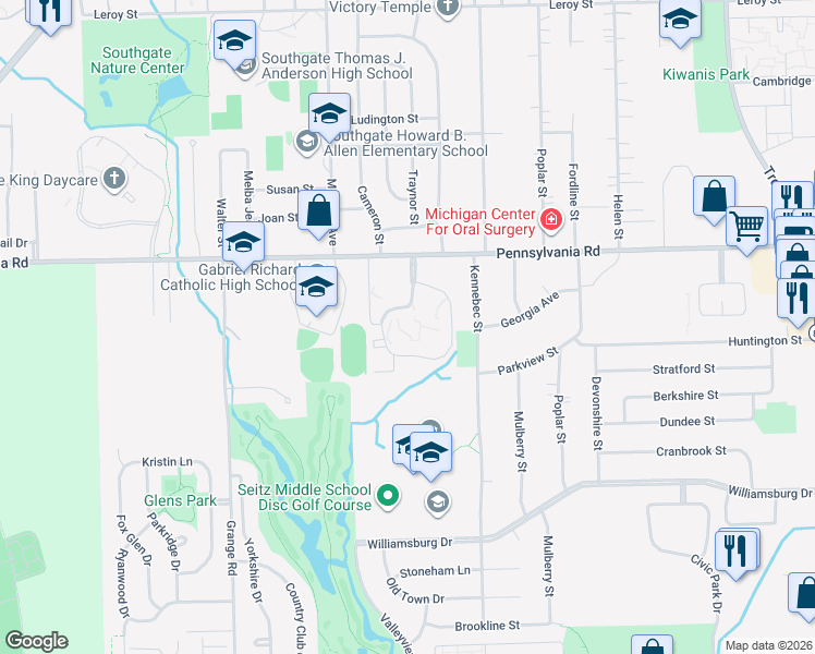 map of restaurants, bars, coffee shops, grocery stores, and more near 15027 Brookview Drive in Riverview