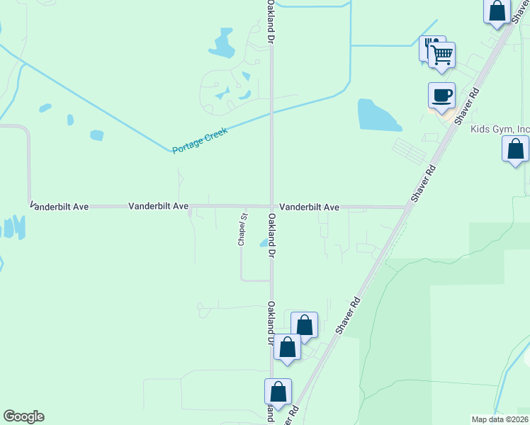 map of restaurants, bars, coffee shops, grocery stores, and more near 2111 Vanderbilt Avenue in Portage
