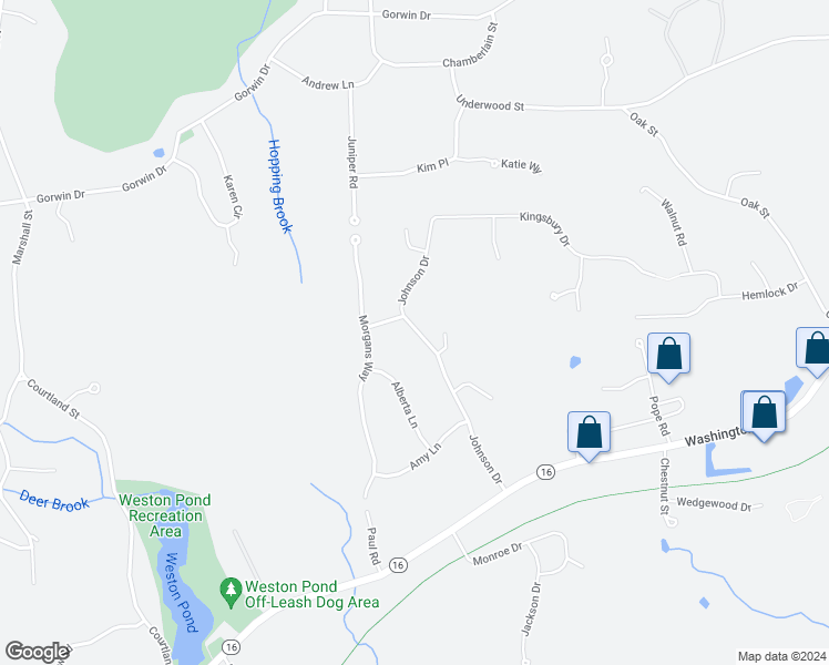 map of restaurants, bars, coffee shops, grocery stores, and more near 90 Johnson Drive in Holliston