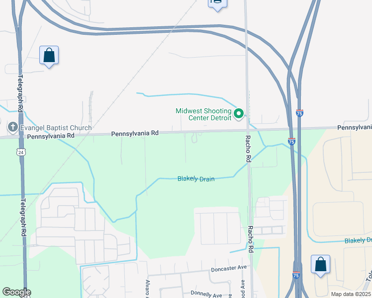 map of restaurants, bars, coffee shops, grocery stores, and more near 17252 Higdon Drive in Brownstown Charter Township