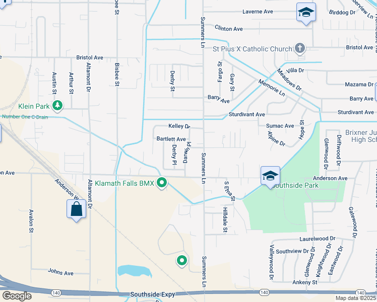 map of restaurants, bars, coffee shops, grocery stores, and more near 4823 Darwin Place in Klamath Falls