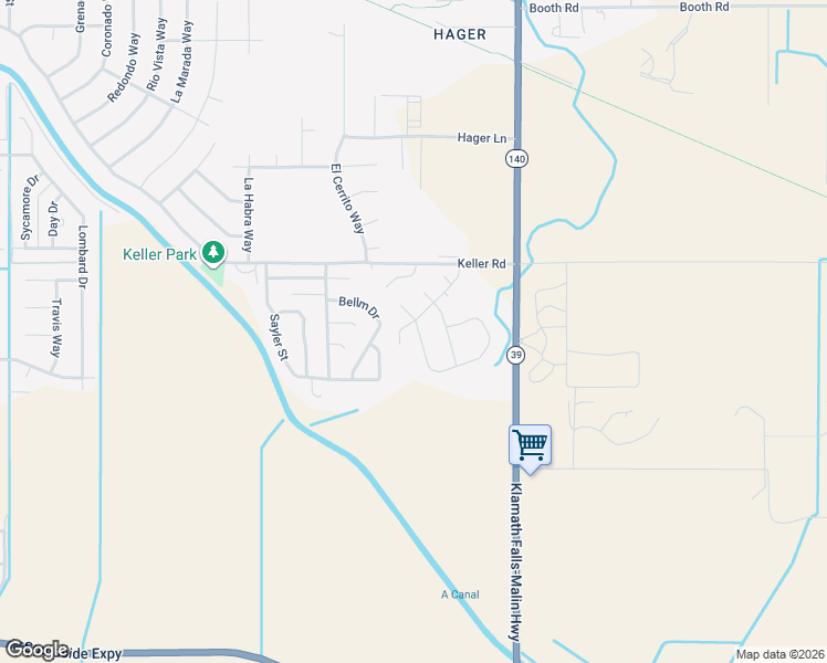 map of restaurants, bars, coffee shops, grocery stores, and more near 7118 Ruth Court in Klamath Falls