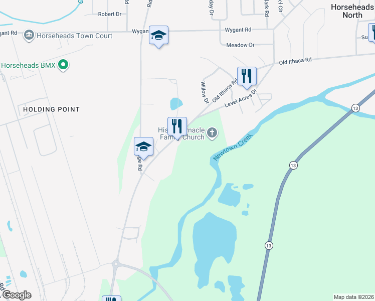 map of restaurants, bars, coffee shops, grocery stores, and more near 244 Old Ithaca Road in Horseheads