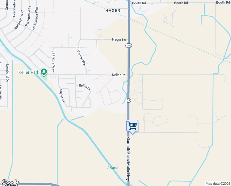 map of restaurants, bars, coffee shops, grocery stores, and more near 7416 Golden Trail in Klamath Falls