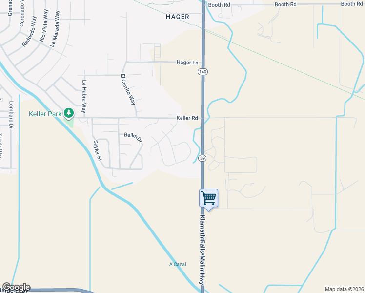 map of restaurants, bars, coffee shops, grocery stores, and more near 7416 Golden Trail in Klamath Falls