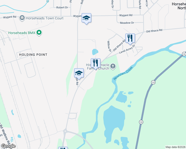 map of restaurants, bars, coffee shops, grocery stores, and more near 244 Old Ithaca Road in Horseheads