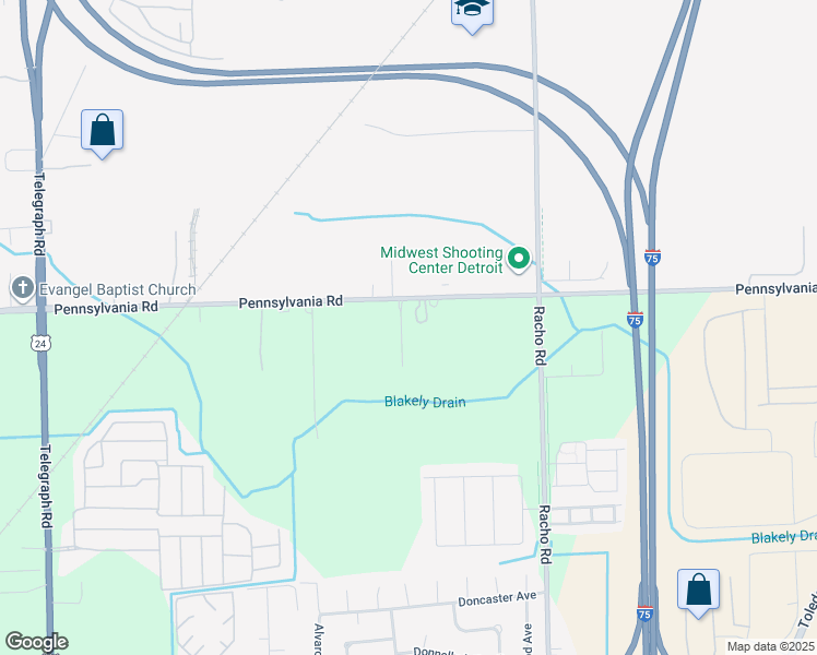 map of restaurants, bars, coffee shops, grocery stores, and more near 17252 Higdon Drive in Brownstown Charter Township