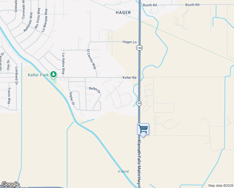 map of restaurants, bars, coffee shops, grocery stores, and more near 7330 Boyd Place in Klamath Falls
