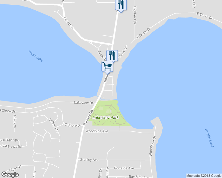 map of restaurants, bars, coffee shops, grocery stores, and more near 2217 Burt Drive in Portage