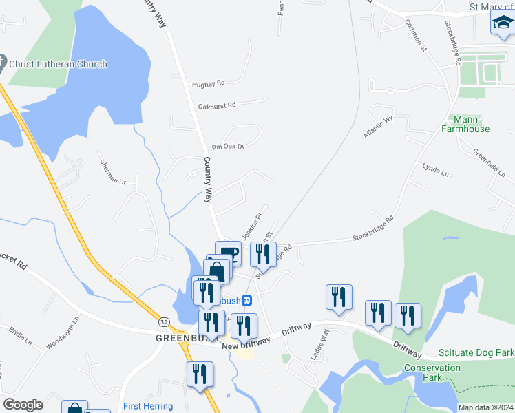 map of restaurants, bars, coffee shops, grocery stores, and more near 27 Jenkins Place in Scituate