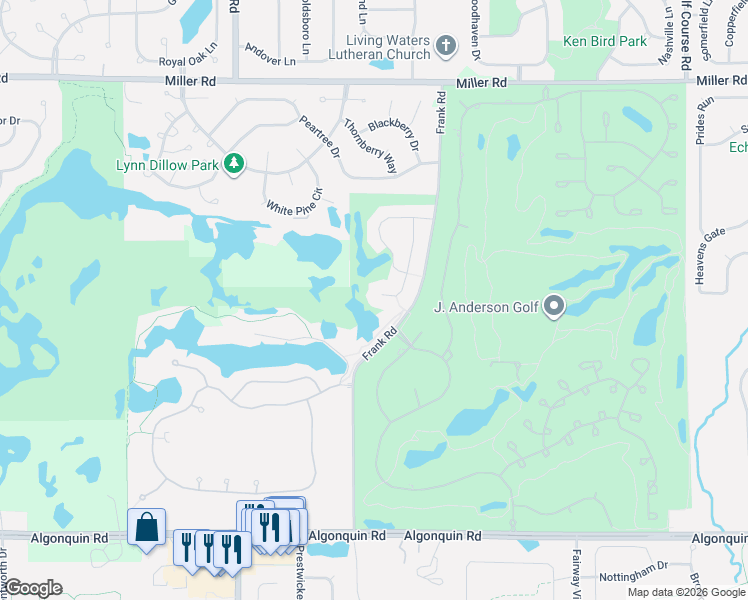 map of restaurants, bars, coffee shops, grocery stores, and more near 22 Juniper Court in Lake in the Hills