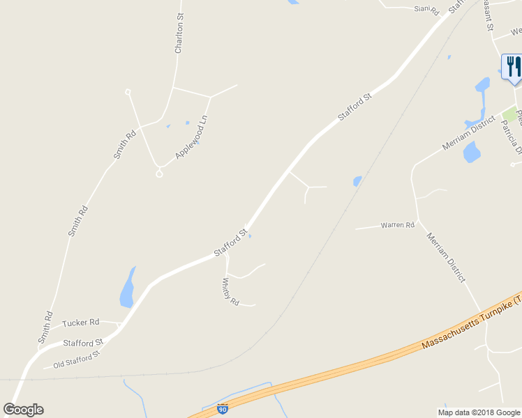 map of restaurants, bars, coffee shops, grocery stores, and more near 676 Stafford Street in Charlton