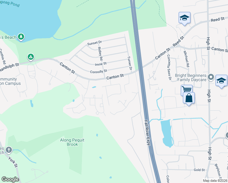 map of restaurants, bars, coffee shops, grocery stores, and more near 4 Michelle Lane in Randolph