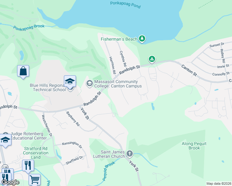map of restaurants, bars, coffee shops, grocery stores, and more near 25 Colts Crossing in Canton