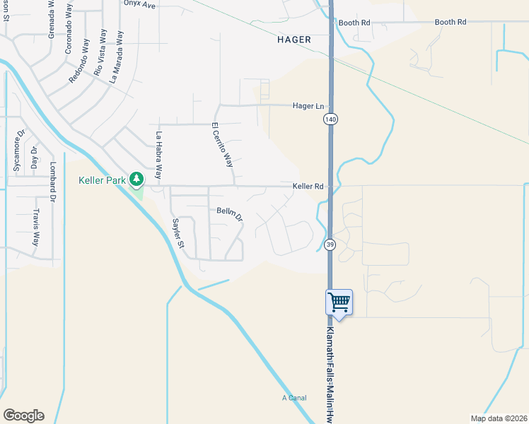 map of restaurants, bars, coffee shops, grocery stores, and more near 7118 Ruth Court in Klamath Falls