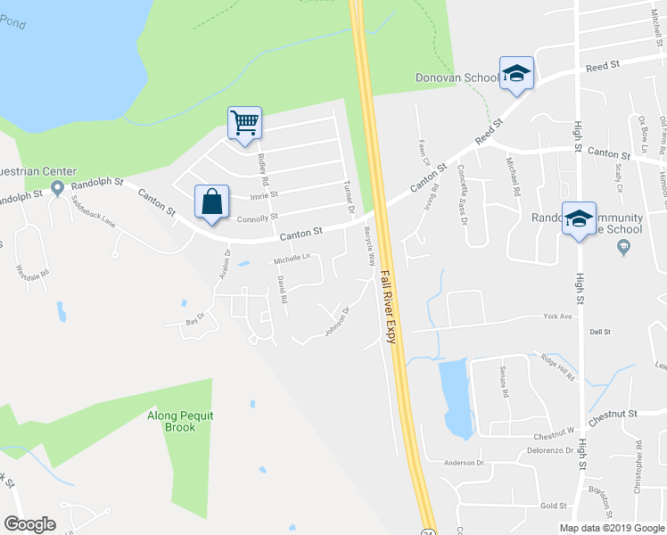 map of restaurants, bars, coffee shops, grocery stores, and more near 21 Crowley Drive in Randolph