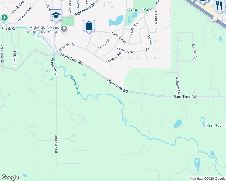 map of restaurants, bars, coffee shops, grocery stores, and more near 1201 Plum Tree Road in Barrington