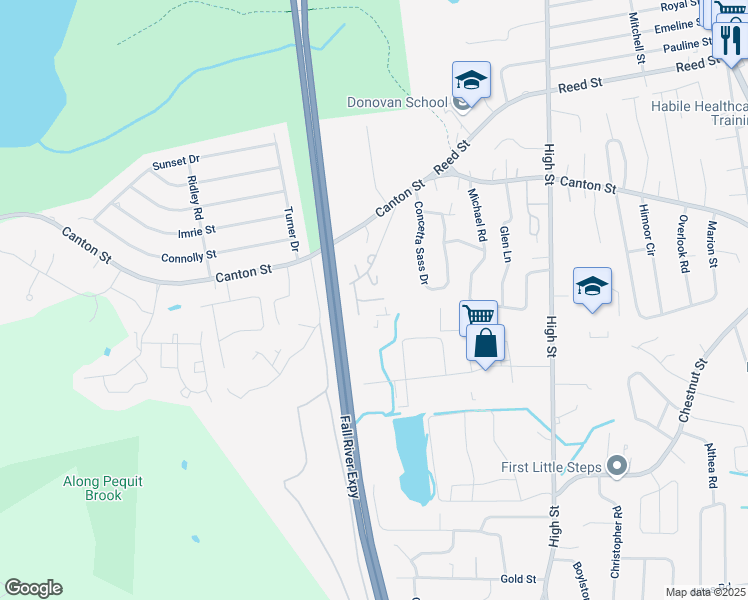 map of restaurants, bars, coffee shops, grocery stores, and more near 600 Irving Road in Randolph