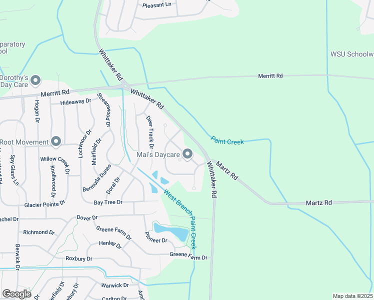 map of restaurants, bars, coffee shops, grocery stores, and more near 7241 Belle Meade Street in Ypsilanti