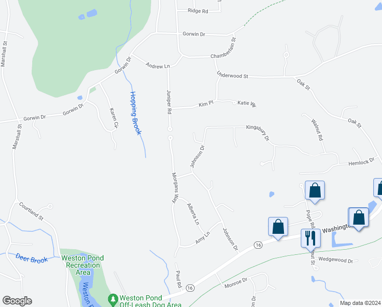 map of restaurants, bars, coffee shops, grocery stores, and more near 120 Johnson Drive in Holliston