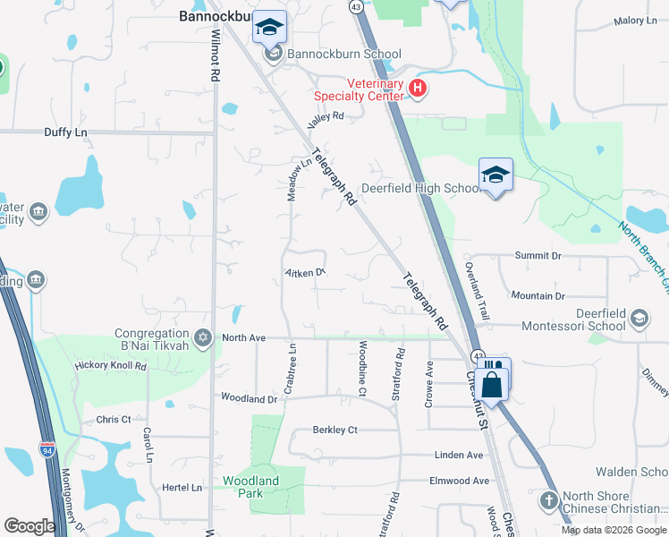 map of restaurants, bars, coffee shops, grocery stores, and more near 1380 Aitken Drive in Bannockburn