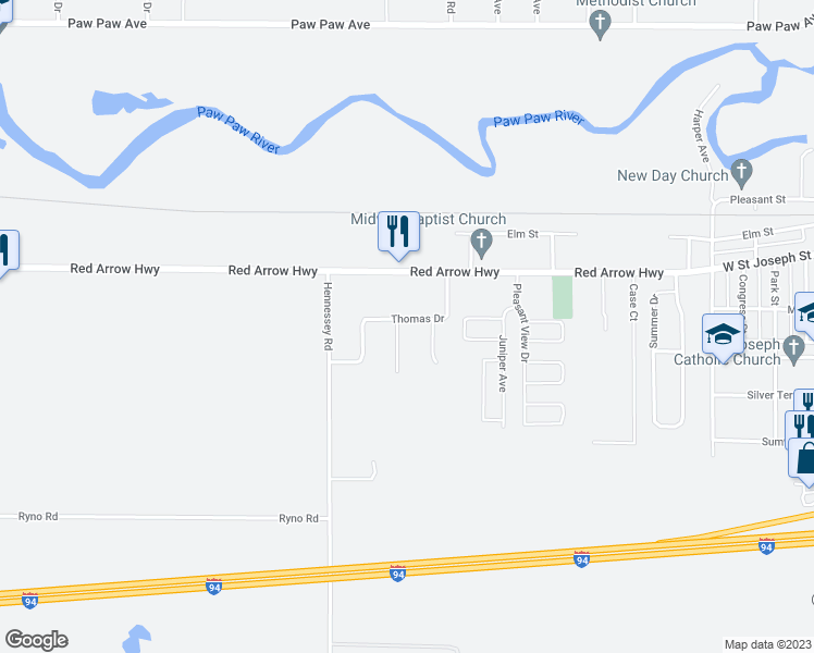 map of restaurants, bars, coffee shops, grocery stores, and more near 7456 Thomas Drive in Watervliet