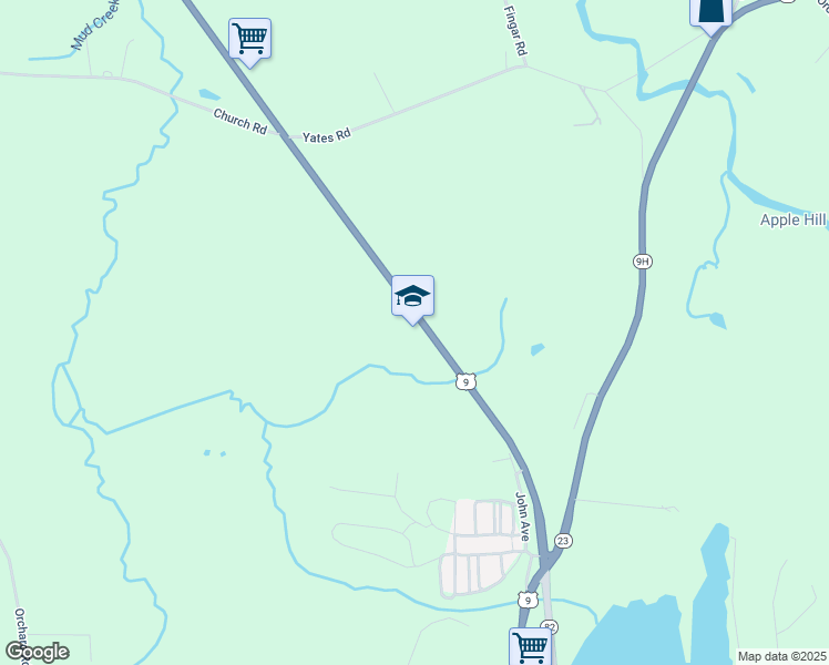 map of restaurants, bars, coffee shops, grocery stores, and more near New York State Bicycle Route 9 in Hudson