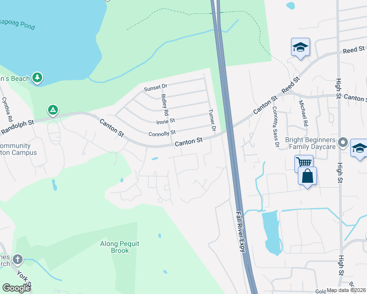map of restaurants, bars, coffee shops, grocery stores, and more near 292 Canton Street in Randolph