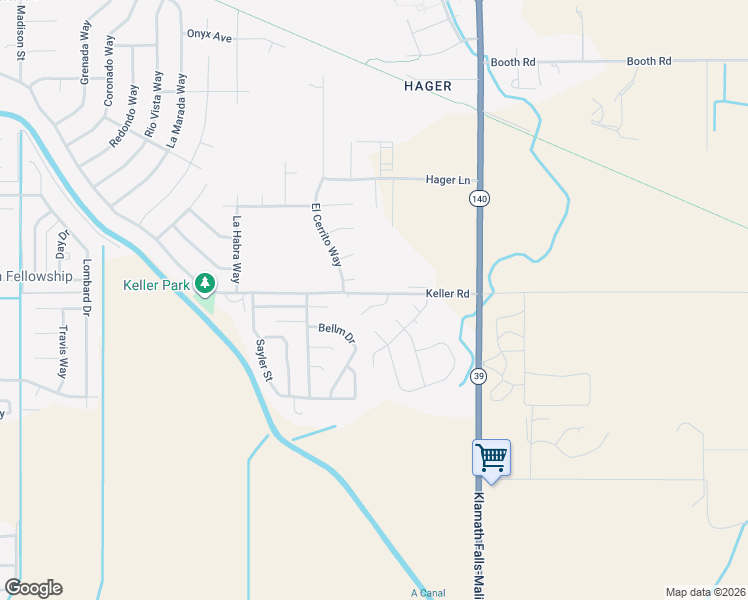 map of restaurants, bars, coffee shops, grocery stores, and more near 7119 Turner Court in Klamath Falls