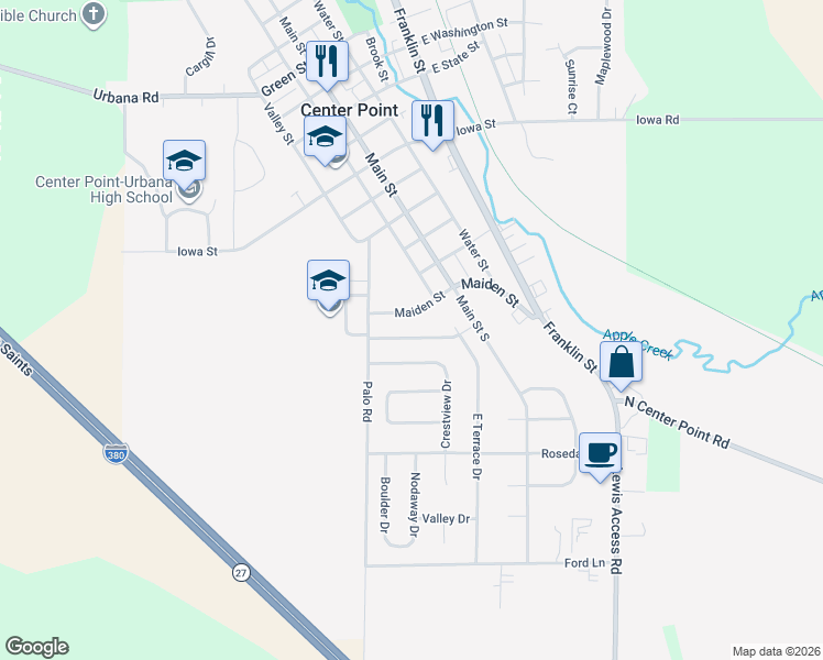 map of restaurants, bars, coffee shops, grocery stores, and more near 111 Whispering Wind Lane in Center Point