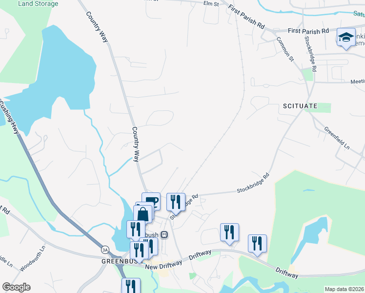 map of restaurants, bars, coffee shops, grocery stores, and more near 47 Edgewood Road in Scituate