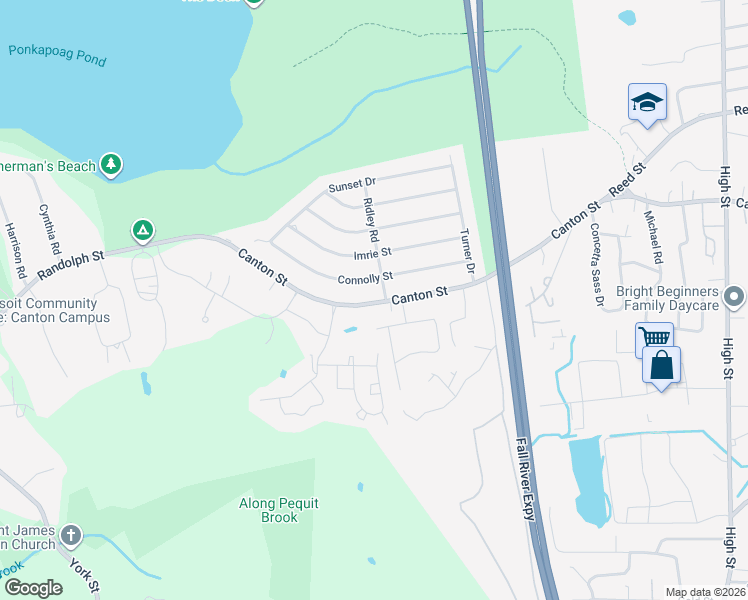 map of restaurants, bars, coffee shops, grocery stores, and more near 2 Ridley Road in Randolph
