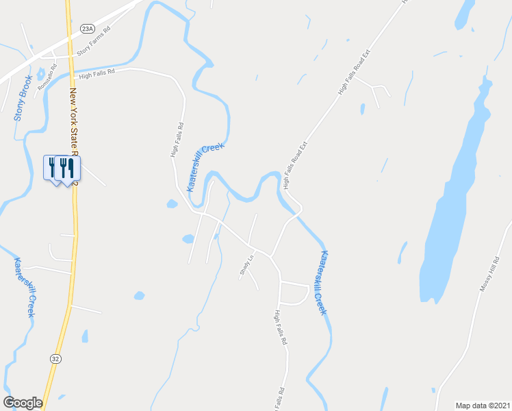 map of restaurants, bars, coffee shops, grocery stores, and more near 1213 High Falls Road in Catskill