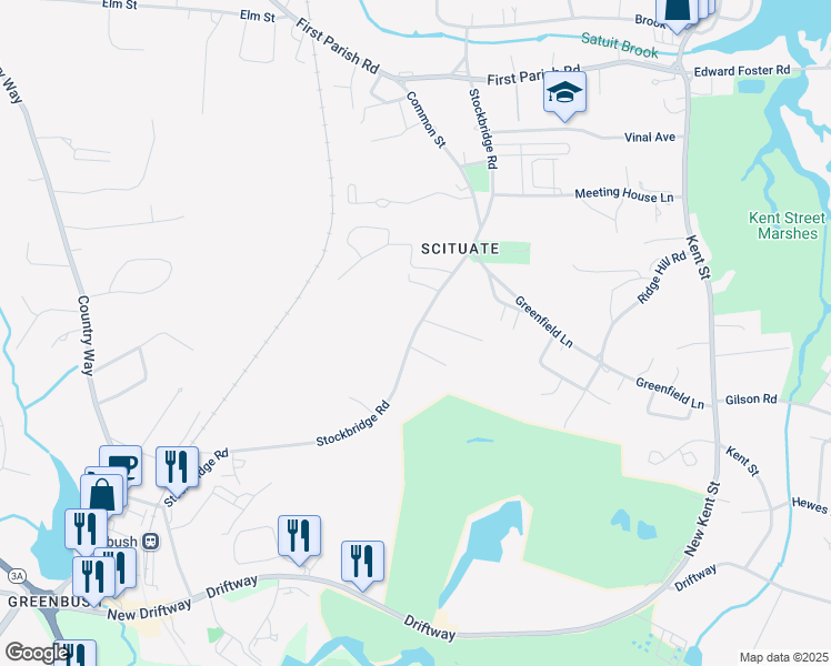 map of restaurants, bars, coffee shops, grocery stores, and more near 138 Stockbridge Road in Scituate