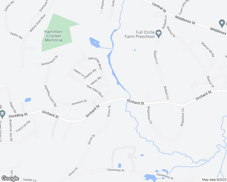 map of restaurants, bars, coffee shops, grocery stores, and more near 100-112 Orchard Street in Millis