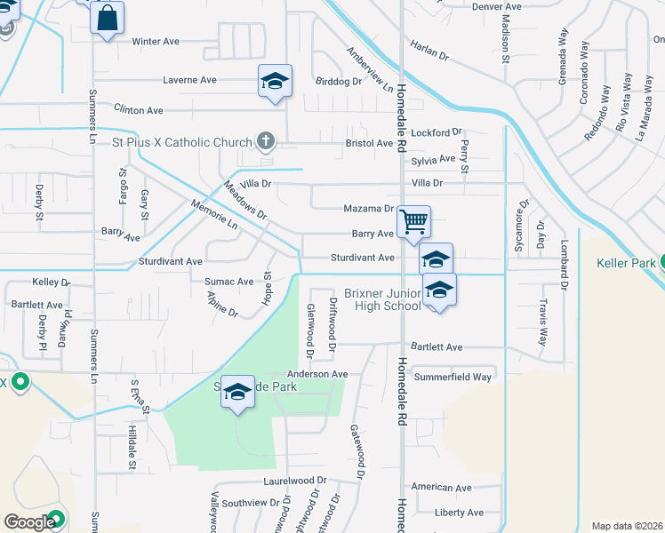 map of restaurants, bars, coffee shops, grocery stores, and more near 5117 Sumac Avenue in Klamath Falls