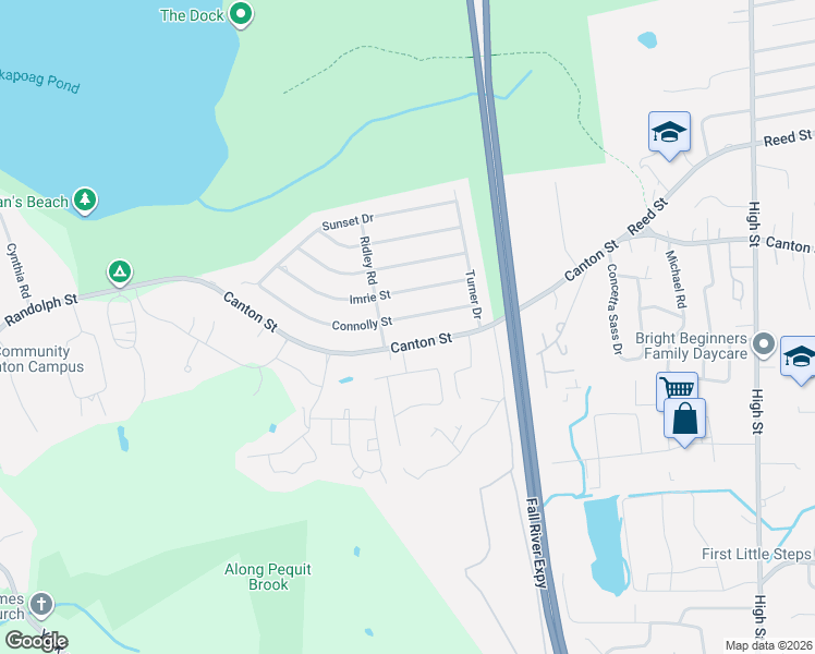 map of restaurants, bars, coffee shops, grocery stores, and more near 292 Canton Street in Randolph