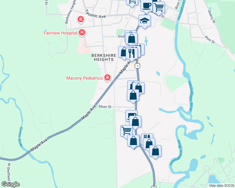 map of restaurants, bars, coffee shops, grocery stores, and more near 24 Manville Street in Great Barrington