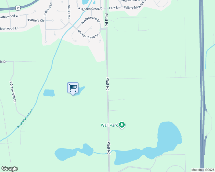 map of restaurants, bars, coffee shops, grocery stores, and more near 7116 Platt Road in Ypsilanti