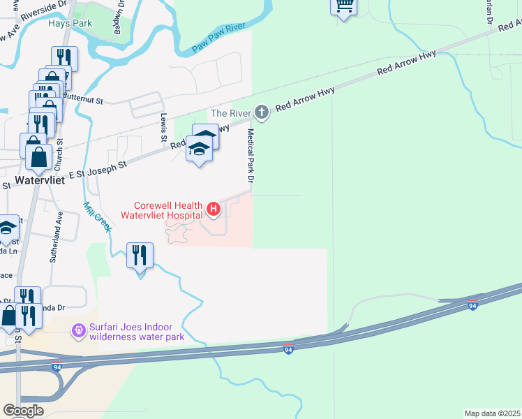 map of restaurants, bars, coffee shops, grocery stores, and more near 8726 Cobblestone Road in Watervliet