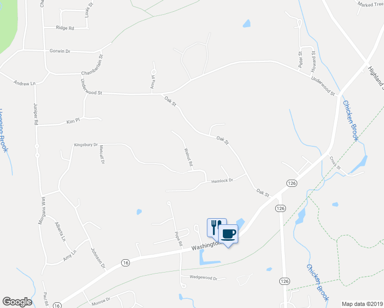 map of restaurants, bars, coffee shops, grocery stores, and more near 29 Walnut Road in Holliston