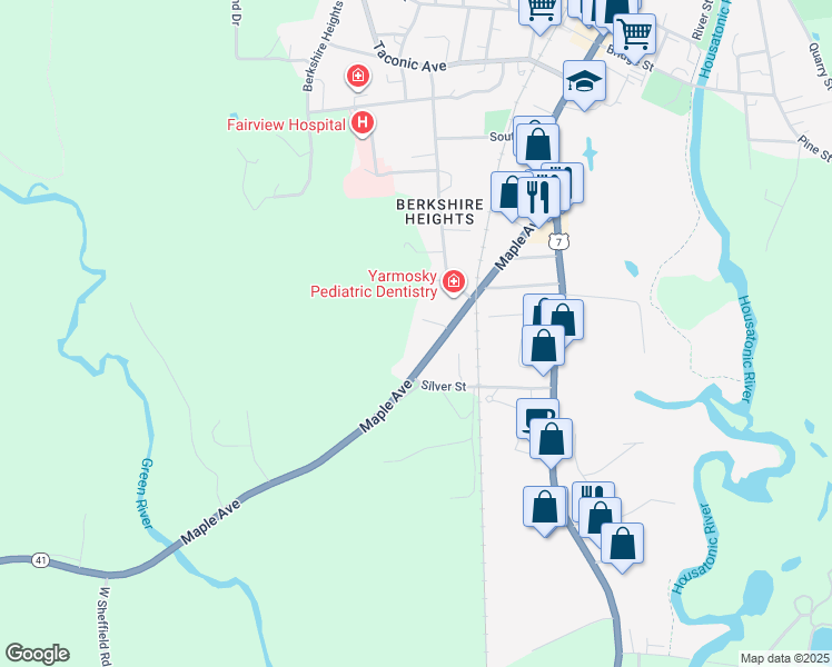 map of restaurants, bars, coffee shops, grocery stores, and more near 120 Maple Avenue in Great Barrington