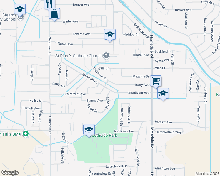 map of restaurants, bars, coffee shops, grocery stores, and more near 4917 Memorie Lane in Klamath Falls