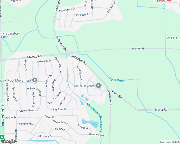 map of restaurants, bars, coffee shops, grocery stores, and more near 7145 Belle Meade Court in Ypsilanti