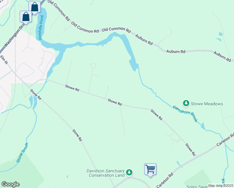 map of restaurants, bars, coffee shops, grocery stores, and more near 54 Stowe Road in Millbury