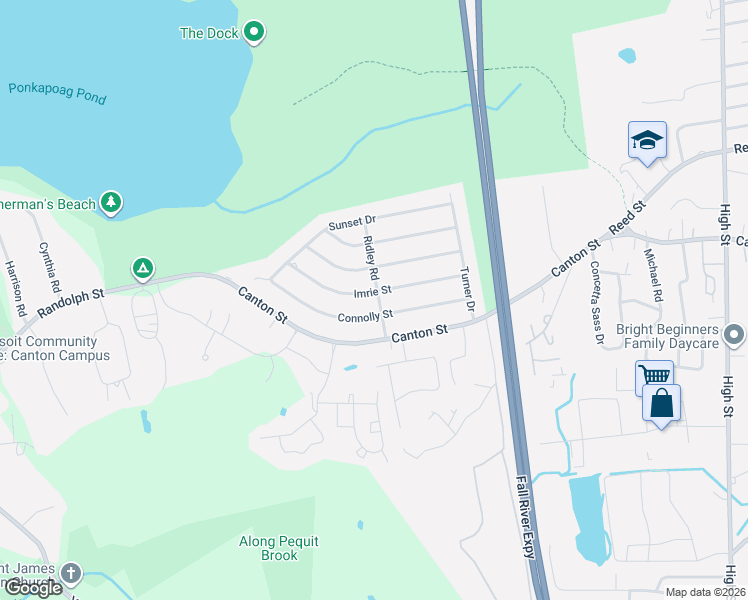 map of restaurants, bars, coffee shops, grocery stores, and more near 22 Imrie Street in Randolph