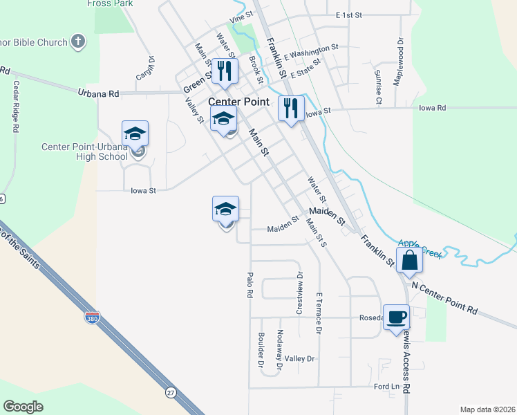 map of restaurants, bars, coffee shops, grocery stores, and more near 212 Palo Road in Center Point